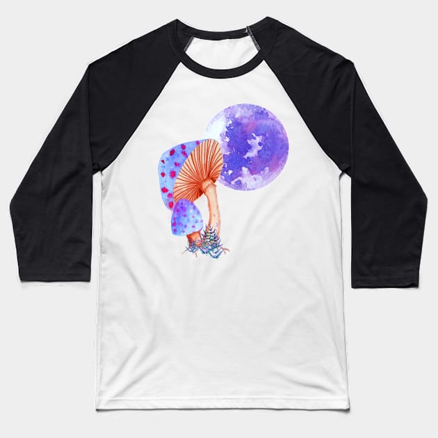 Mushroom Moon magic Baseball T-Shirt by sharanarnoldart